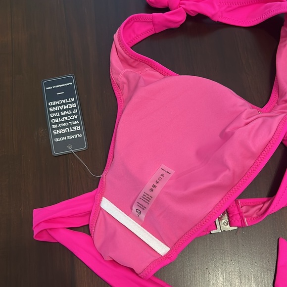 Blooming Jelly High Waisted Bikini Halter Criss Cross Wrap Swim Suit Hot Pink - Picture 10 of 15